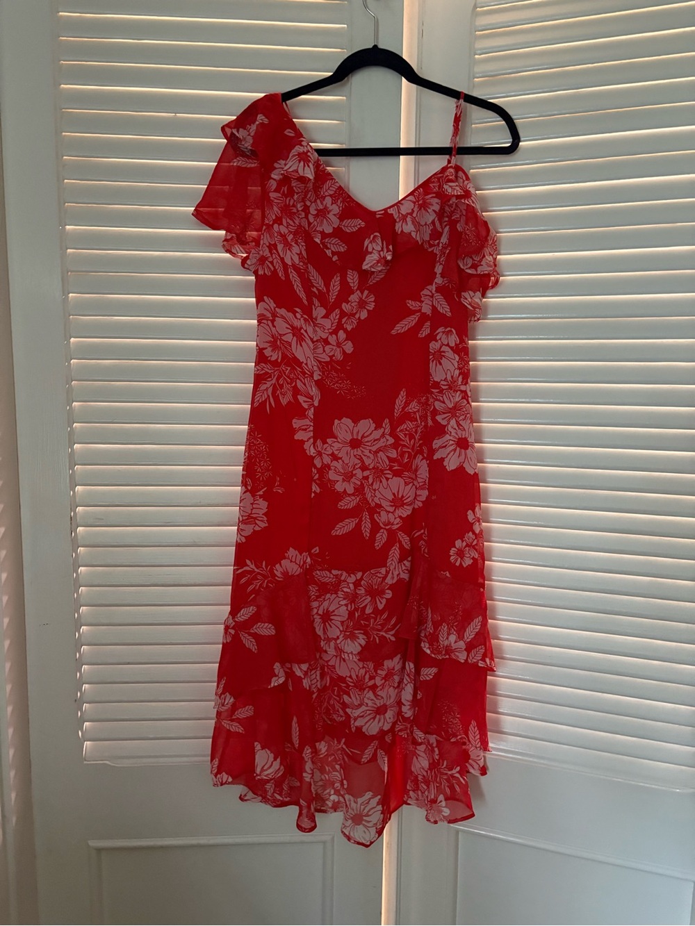 NWOT Red Colleen Lopez Beautiful  One Shoulder Summer Midi Dress Size 12